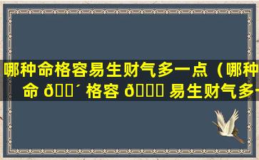 哪种命格容易生财气多一点（哪种命 🌴 格容 🐒 易生财气多一点的人）